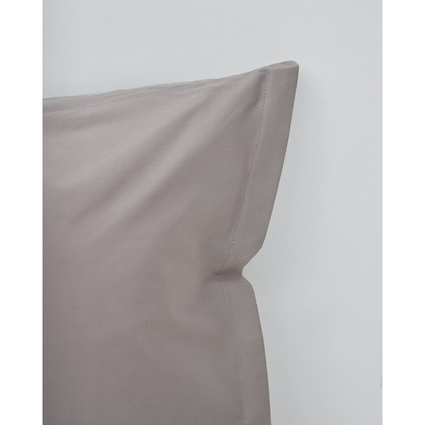 Βαμβακοσατέν Μονόχρωμο Oxford Ζεύγος Μαξιλαροθήκες Seti 52x72+3cm Γκρι Σκούρο