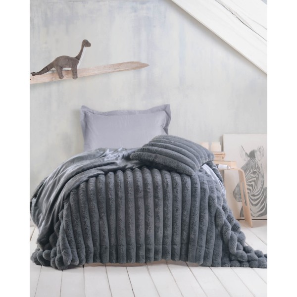 TRINITY ΓΚΡΙ ΣΚΟΥΡΟ - ΚΟΥΒΕΡΤΟΠΑΠΛΩΜΑ ΗΜΙΔΙΠΛΟ (160Χ220)