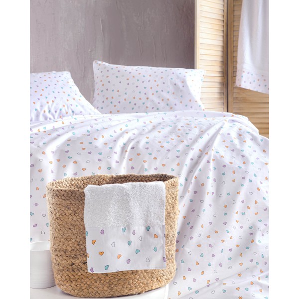 TINY HEART ΛΕΥΚΟ - ΣΕΤ ΚΟΥΒΕΡΛΙ SYMBOL ΥΠΕΡΔΙΠΛΟ (220Χ240)