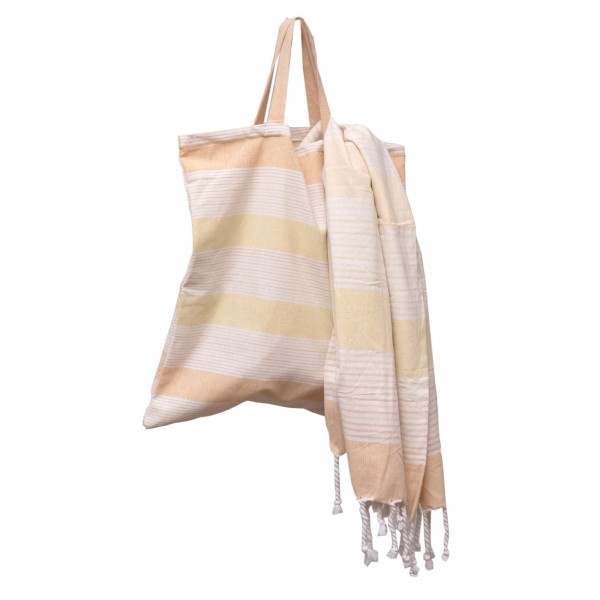 Σετ 2 Τεμ Πετσέτα Θαλάσσης Παρεό 85Χ165 & Τσάντα Σεβίνα Κίτρινο