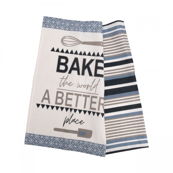 Σετ 2 Τεμ Ποτηρόπανα Τυπωτά 40x60 970 Μπλε