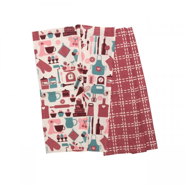 Σετ 2 Τεμ Ποτηρόπανα Τυπωτά 40x60 972