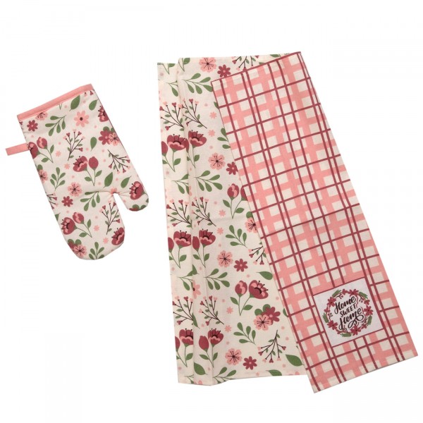 Σετ Κουζίνας 3 Τεμ (Γάντι & Ποτηρόπανα) Τυπωτά 971