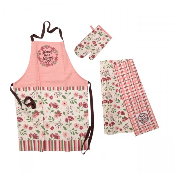Σετ Κουζίνας 4 Τεμ (Ποδιά, Γάντι & Ποτηρόπανα) Τυπωτά 971