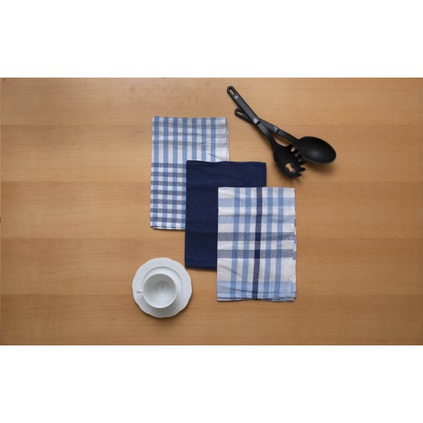 Σετ 3 Τεμ Ποτηρόπανα Ζακάρ 40x60 Μπρίστολ Μπλε