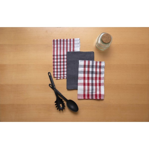 Σετ 3 Τεμ Ποτηρόπανα Ζακάρ 40x60 Μπρίστολ Κόκκινο