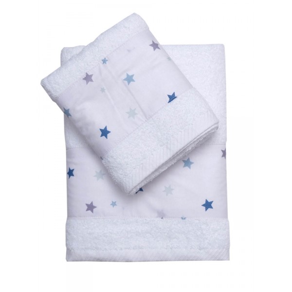 Σετ 2 Τεμ Πετσέτες 50x80, 70x130 με Φάσα Ίκαρος Σιέλ σε Κουτί Δώρου