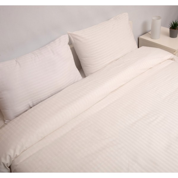 Σεντόνι Ημίδιπλο 180x270 Polycotton Σατέν ριγέ 850 Εκρού