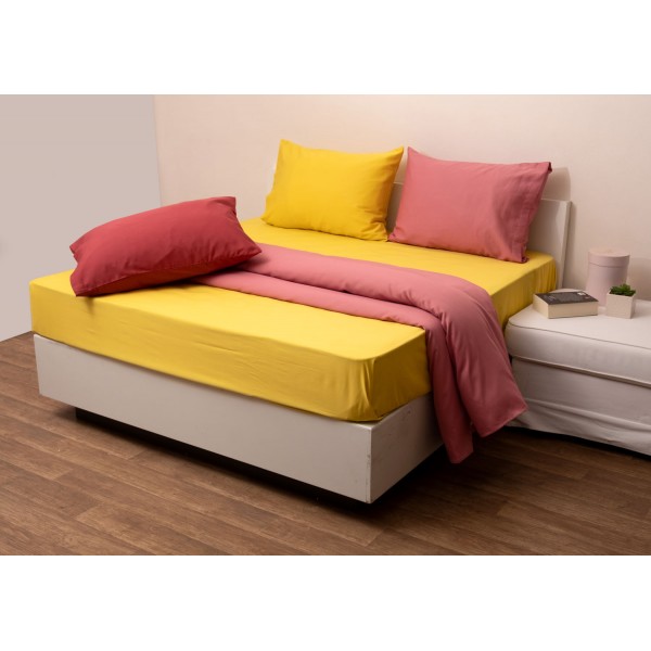 Σετ Σεντόνια Ημίδιπλα με Λαστιχο 100x200+25 Fashion 4 Yellow