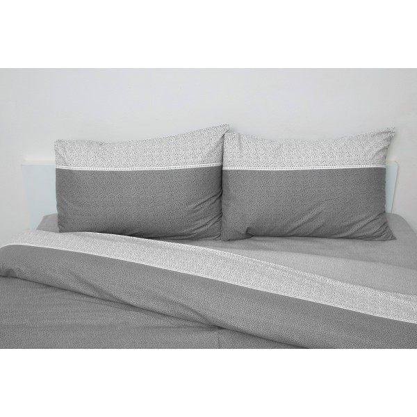 Σετ Παπλωματοθήκη Υπέρδιπλη 220x240 Premium 5010 Γκρι