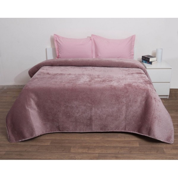 Κουβερτώριο Velvet Ημίδιπλο 160x220 Verona Blush Pink